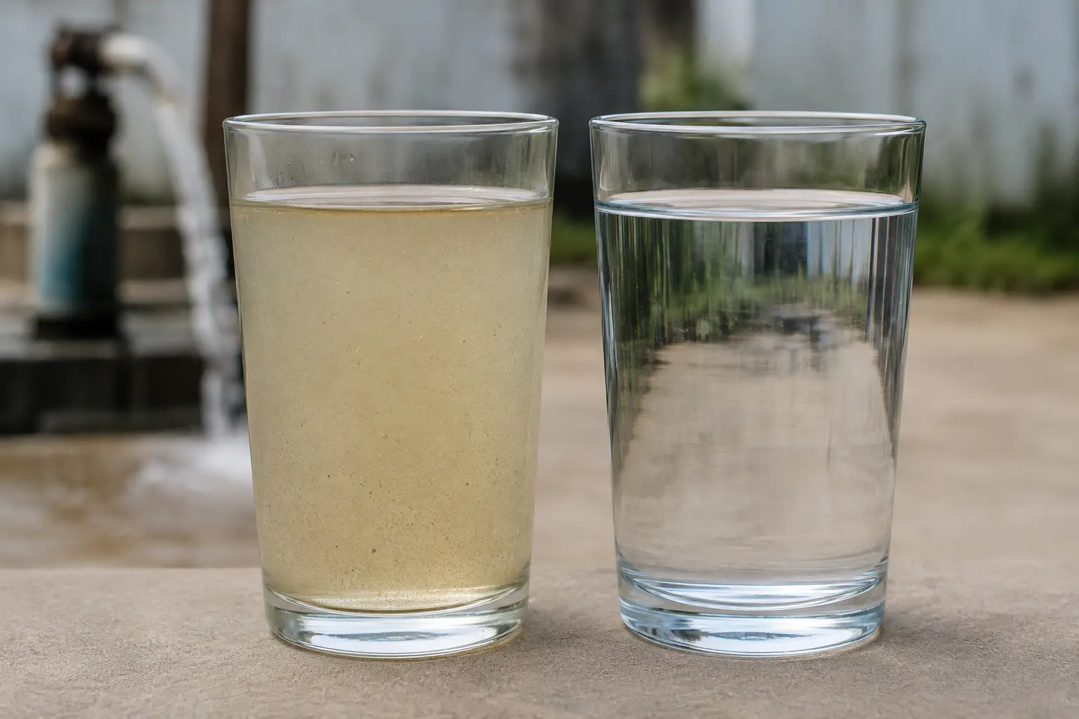 Borewell raw water and treated water sample comparison for RO water treatment