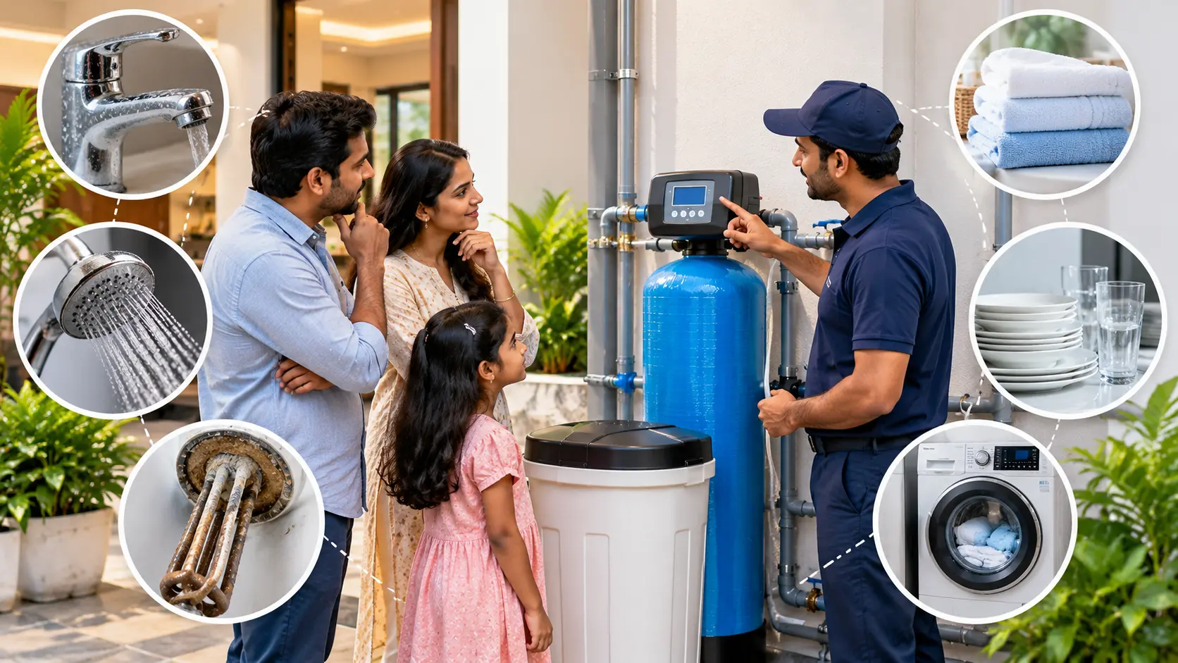Whole house water softener installation for home water treatment