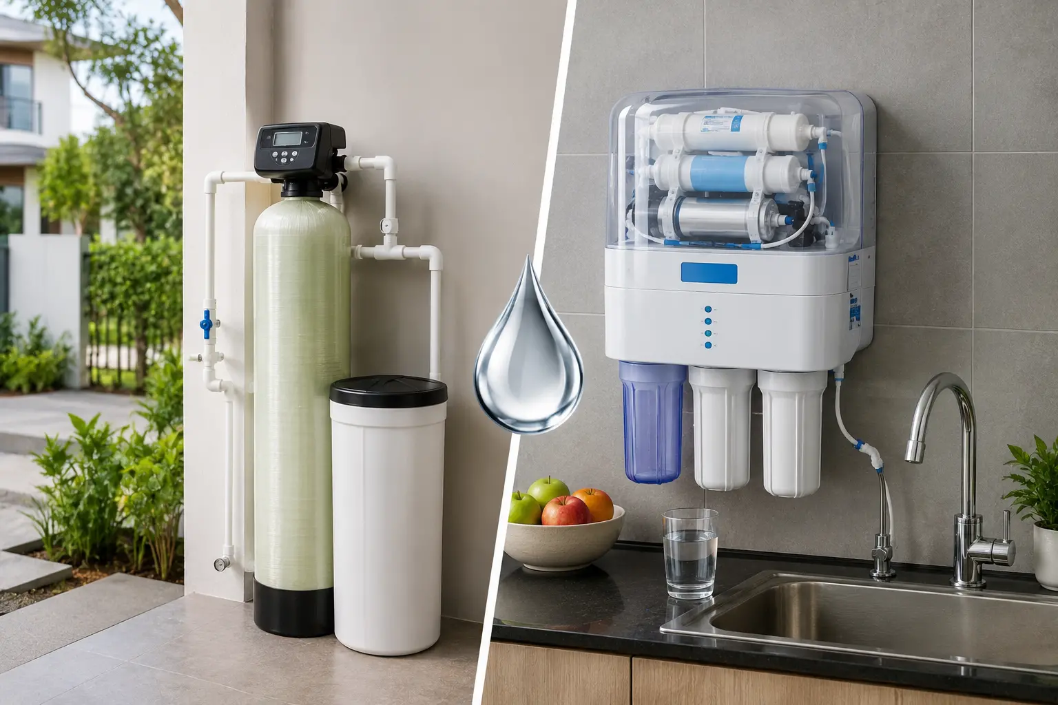 Water softener vs RO system for home water treatment
