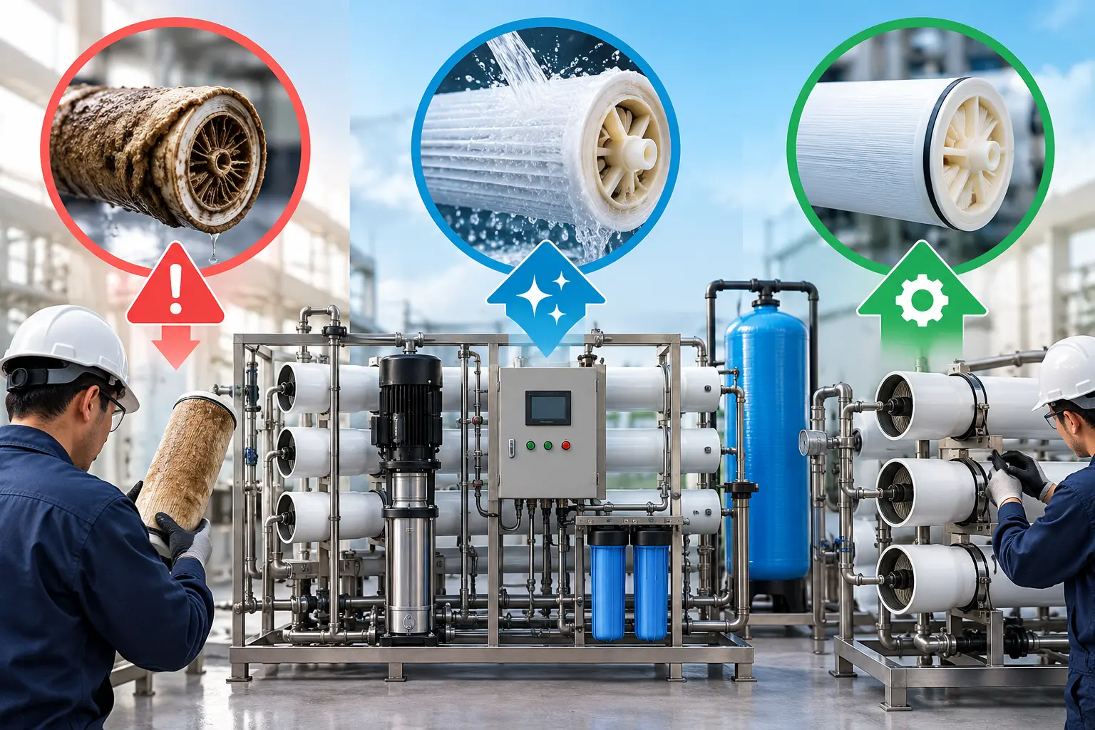 Industrial RO plant servicing, membrane cleaning and filtration system upgrade